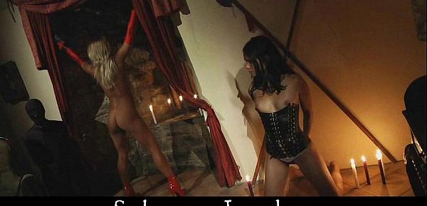  4 beauty slaves hard tormented in a dungeon castle